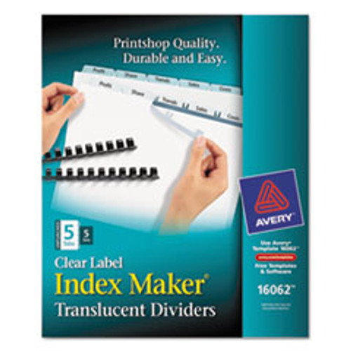 AVERY 16062 INDEX DIVIDERS, TRANSLUCENT,LABEL,5 SET