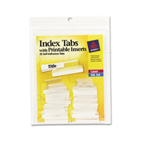 AVERY 16221 INDEX TABS, 1"L, 25/PK, CLEAR