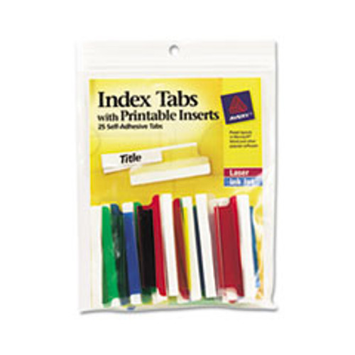 AVERY 16239 INDEX TABS, 2"L, 25/PK, ASSORTED