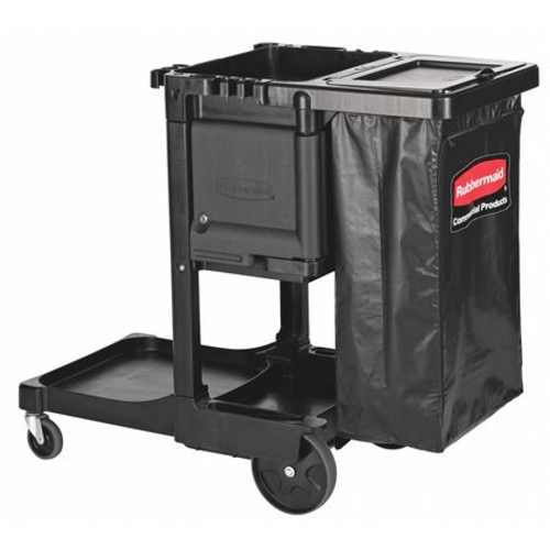RUBBERMAID COMMERCIAL PRODUCTS 1861430 EXECUTIVE CLEANING CART,21-3/4X46X38,BLK