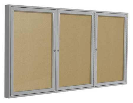 GHENT PA34872VX-181 TACKBOARD, 48"X72",3-DOOR,ALUMINUM FRAME