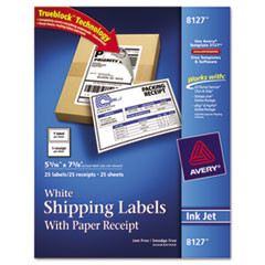 AVERY 8127 SHIPPING LABELS, 5 1/16 X 7 5/8, WHITE