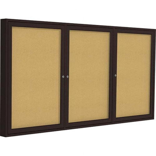 GHENT PB34872K TACKBOARD, 48"X72",3-DOOR,ALUMINUM FRAME
