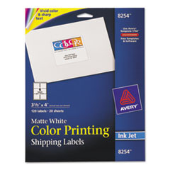 AVERY 8254 INKJET LABELS F/ COLOR PRINTING,120/PACK