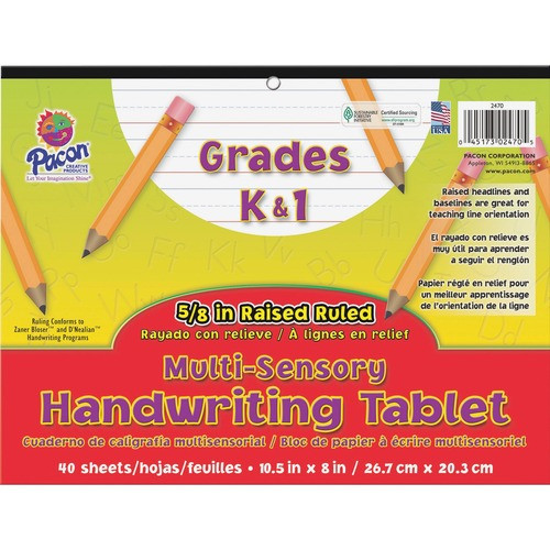 PACON CORPORATION 2470 WRITING TABLET, SENSORY, 8"X10 1/2" PACON CORPORATION 2470 WRITING TABLET, SENSORY, 8"X10 1/2"