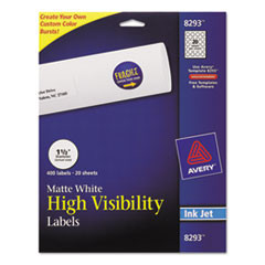 AVERY 8293 INKJET LABELS, MATTE WHITE,400/PACK