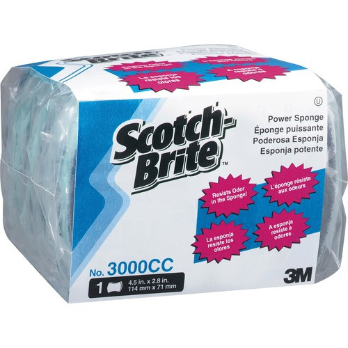 3M 3000CC POWER SPONGE,DUAL PAD/SPONGE,5/PACK,AQUA