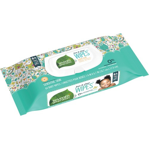 SEVENTH GENERATION 34208 BABY WIPES,64 WIPES,12/PK, NATURAL