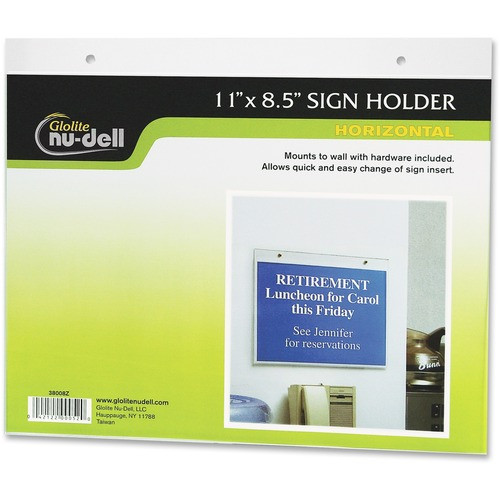 NUDELL 38008 WALL SIGN HOLDER,11"X8-1/2",CLEAR