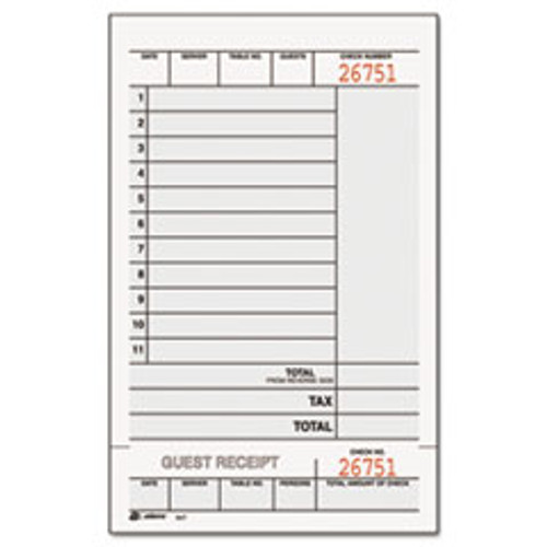 CARDINAL BRANDS INC. 947SWC GUEST CHECK UNIT SET, CARBONLESS DUPLICA