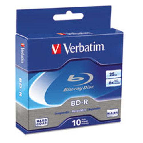 VERBATIM 97238 BLU-RAY DISC,BD-R,25GB,6X,10/PK