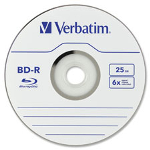 VERBATIM 97457 BLU-RAY DISC,BD-R,25GB,6X,25/PK