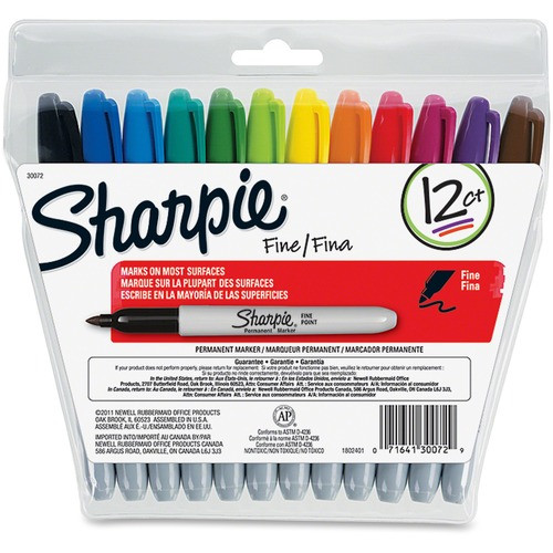 SANFORD CORPORATION 30072 PERMANENT MARKERS,ASSORTED,12/SET