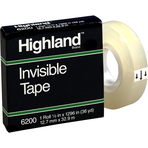 3M 6200121296 3M  INVISIBLE TAPE, 1" CORE, 1/2"X1296",