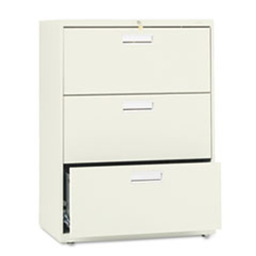 HON 673LL LATERAL FILE,3 DRAWER W/LOCK,PUTTY
