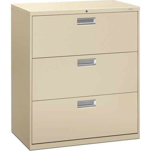 HON 683LL LATERAL FILE,3 DRAWER, W/LOCK, PUTTY