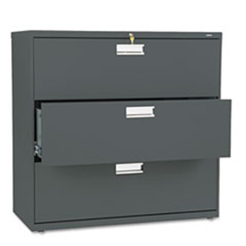 HON 693LS LATERAL FILE,3 DRAWER, W/LOCK, CHARCOAL
