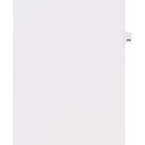AVERY 82422 DIVIDER, "206", SIDE TAB, 25/PK, WHITE