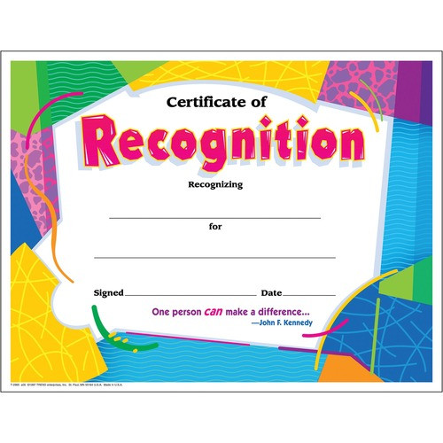 TREND ENTERPRISES, INC. T2965 CERTIFICATE OF RECOGNITION AWARDS