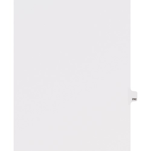 AVERY 82508 DIVIDER, "292", SIDE TAB, 25/PK, WHITE