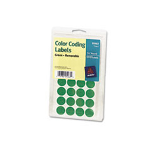 AVERY 05463 COLOR-CODING LABELS, 3/4" DIA,GREEN