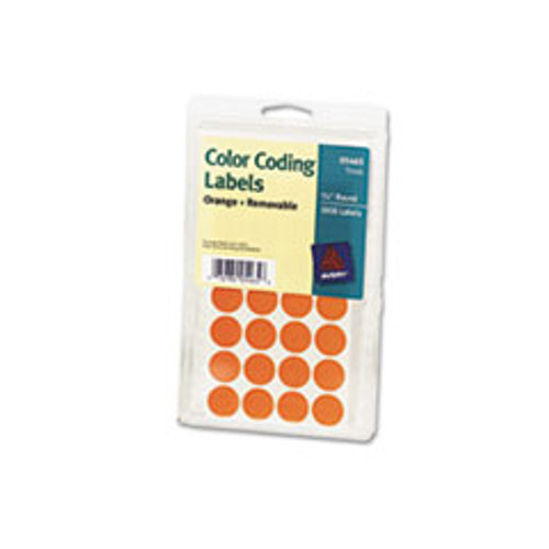 AVERY 05465 COLOR-CODING LABELS, 3/4IN DIA, ORANGE