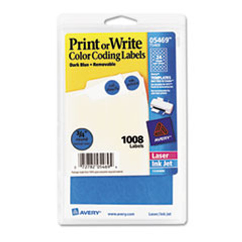 AVERY 05469 COLOR-CODING LABELS, 3/4" DIA,DARK BLUE