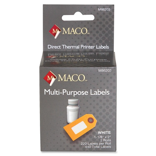 MACO TAG & LABEL M86203 LABEL,PRTR,D THRM,1-1/8"X2"