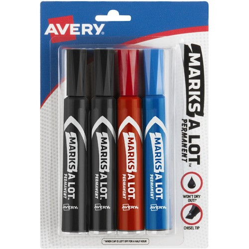 AVERY 07905 PERMANENT MARKER, CHISEL TIP,ASSORTED