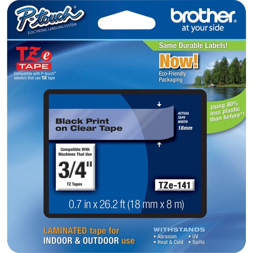 BROTHER TZE141 TAPE,3/4 LAMIN BK ON CLEAR BROTHER TZE141 TAPE,3/4 LAMIN BK ON CLEAR