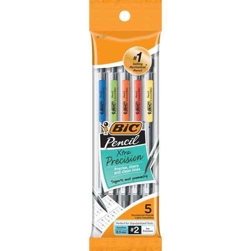 BIC CORPORATION MPFP51 MECHANICAL PENCIL,0.5MM,5/PK,BLACK LEAD
