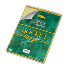 TOPS MANUFACTURING CO. 63621 RULED PAD W/COVER,LTR,CANARY,70 SHEETS