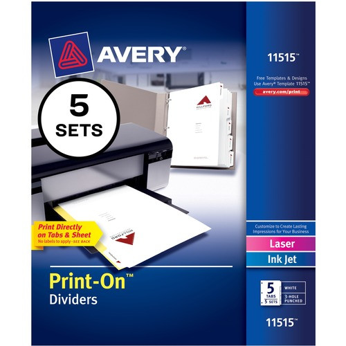 AVERY 11515 PRINT-ON DIVIDERS, 8 1/2 X 11, WHITE AVERY 11515 PRINT-ON DIVIDERS, 8 1/2 X 11, WHITE