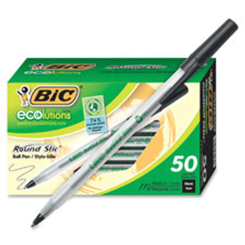 BIC CORPORATION GSME509BK PEN,ECOLUTIONS,MED,BK,50PK