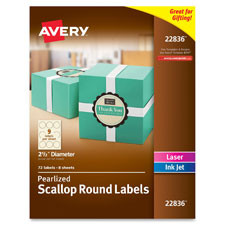 AVERY 22836 LABEL,RND,2.5",SCALLPD IVRY