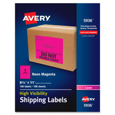AVERY 5956 LABEL,SHIPPING,NEON,2X4,AST