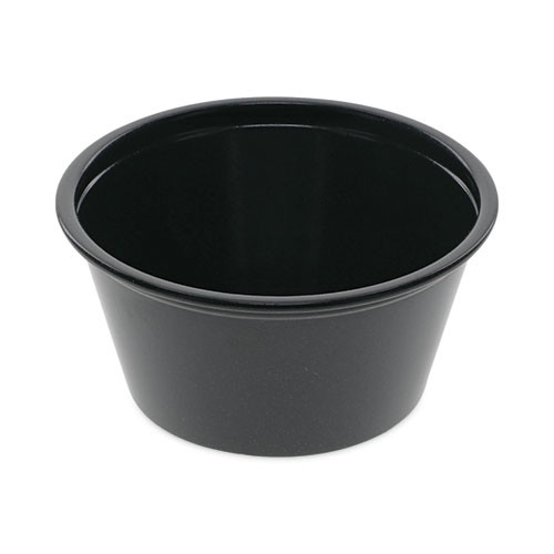 BOARDWALK YS-200E PLASTIC SOUFFLE CUPS, 2 OZ., BLACK, 200/