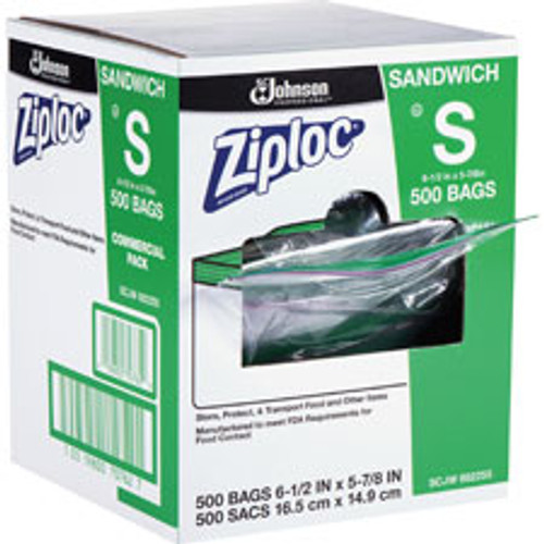 SC JOHNSON 682255 SANDWICH BAGS, ZIPLOC, 500 BAGS, ZIPPER,