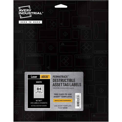 AVERY 60535 DESTRUCTIBLE ASSET TAG LABELS,1/2,PK672 AVERY 60535 DESTRUCTIBLE ASSET TAG LABELS,1/2,PK672