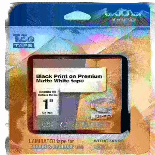 BROTHER TZeM251 24MM 8M BLACK ON MATTE WHITE