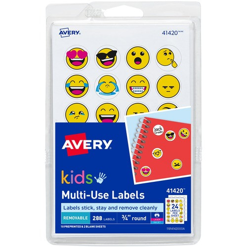 AVERY 41420 LABELS,EMOTICON,3/4,288PK