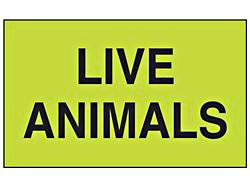 USC S-20728 "LIVE ANIMALS" LABEL - 3 X 5"