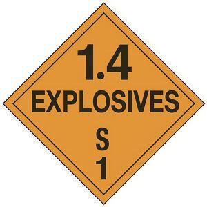 USC S-20799T D.O.T. PLACARD - EXPLOSIVES 1.4 S, TAGBO