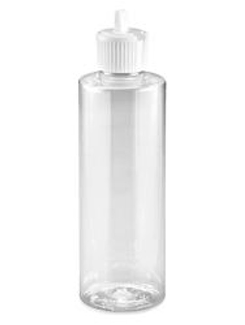 USC S-20573 CLEAR CYLINDER BOTTLES - 8 OZ, FLIP TOP 