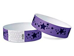 USC S-15233PUR TYVEK WRISTBANDS - STARS, PURPLE