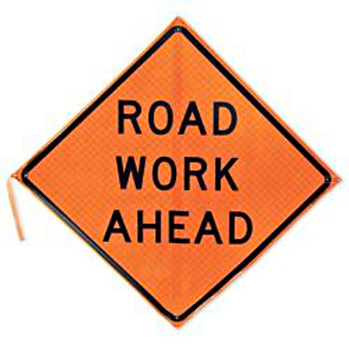 USC H-5493 ROLL-UP TRAFFIC SIGN - 48", ROAD WORK AH