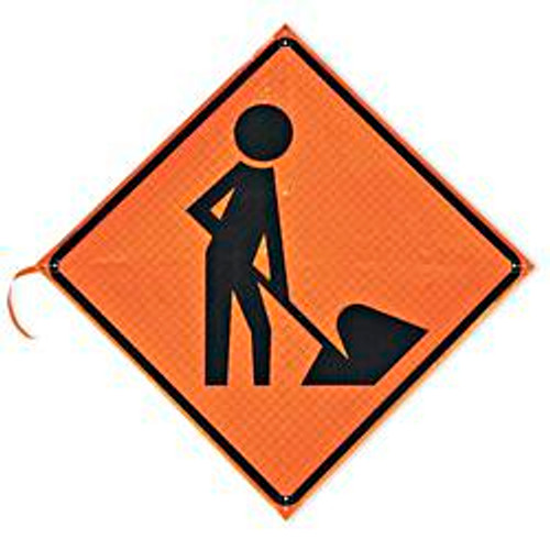 USC H-5494 ROLL-UP TRAFFIC SIGN - 48", MEN WORKING 