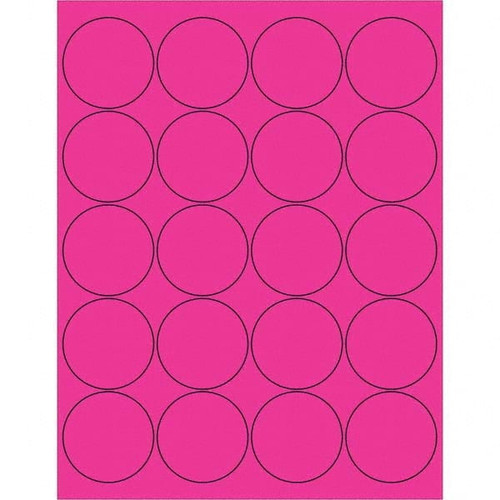 TAPE LOGIC LL197PK 2" FLUORESCENT PINK CIRCLE LASER LABELS