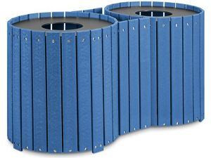 USC H-7238BLU DOUBLE RECYCLED PLASTIC TRASH CAN - 64 G