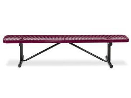 USC H-2295BU-P METAL BENCH WITHOUT BACK - 6', BURGUNDY